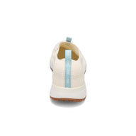 Heel view of RIVAL Women's Drive in Ivory/Light Blue/Gum.