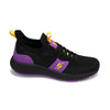 Side view of RIVAL Men's Reign sneaker in black/purple/yellow.