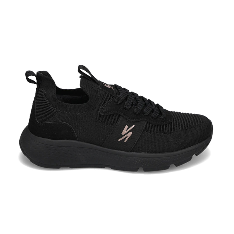 Side view of RIVAL Women's Reign in Black/Rose Gold.