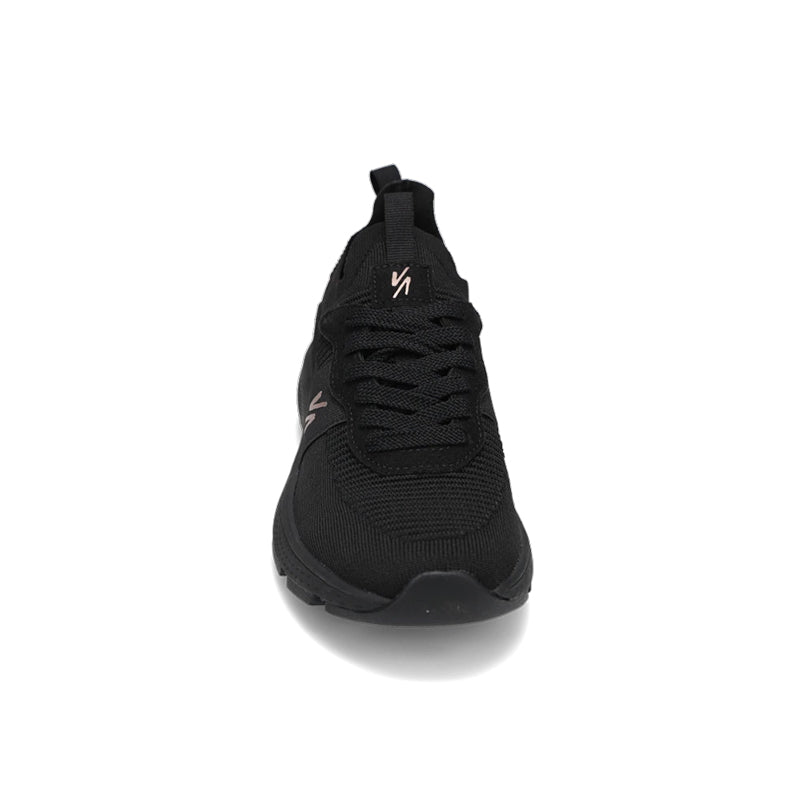 Toe view of RIVAL Women's Reign in Black/Rose Gold.