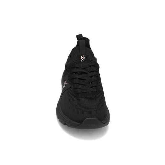 Toe view of RIVAL Women's Reign in Black/Rose Gold.