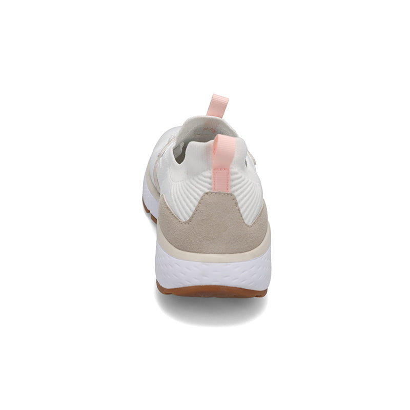 Heel view of RIVAL Women's Reign in White/Blush/Gum.