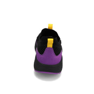 Back view of RIVAL Men's Reign sneaker in black/purple/yellow.