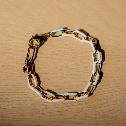 Enamel Chain Bracelet - White