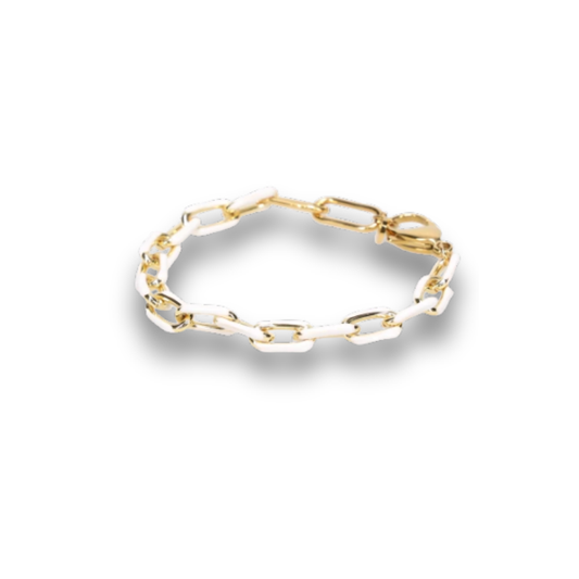 Enamel Chain Bracelet - White