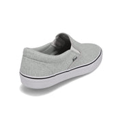 Angled back view of RIVAL Men's Deuces Slip-On in Heathered Gray.