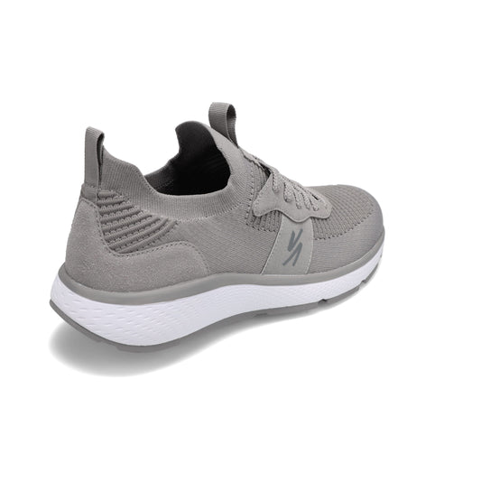 Angled side view of RIVAL Men's Reign Sneaker in Grey.